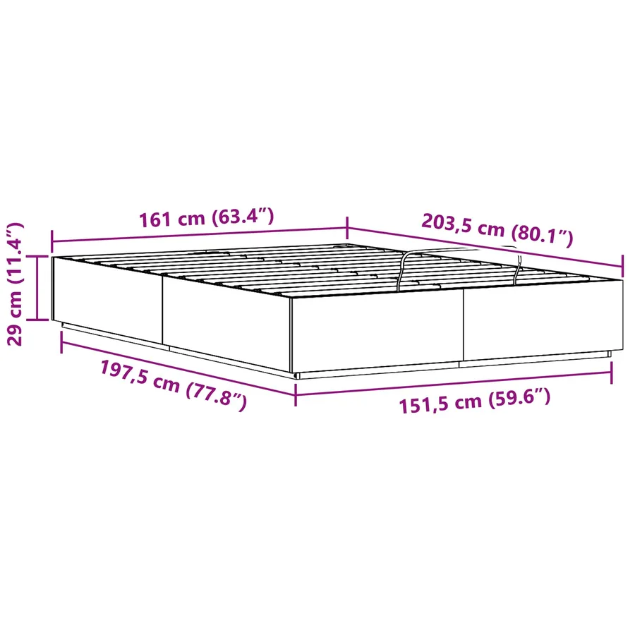 Cadre de lit ottoman avec rangement Brun cire 160 x 200 cm - 12