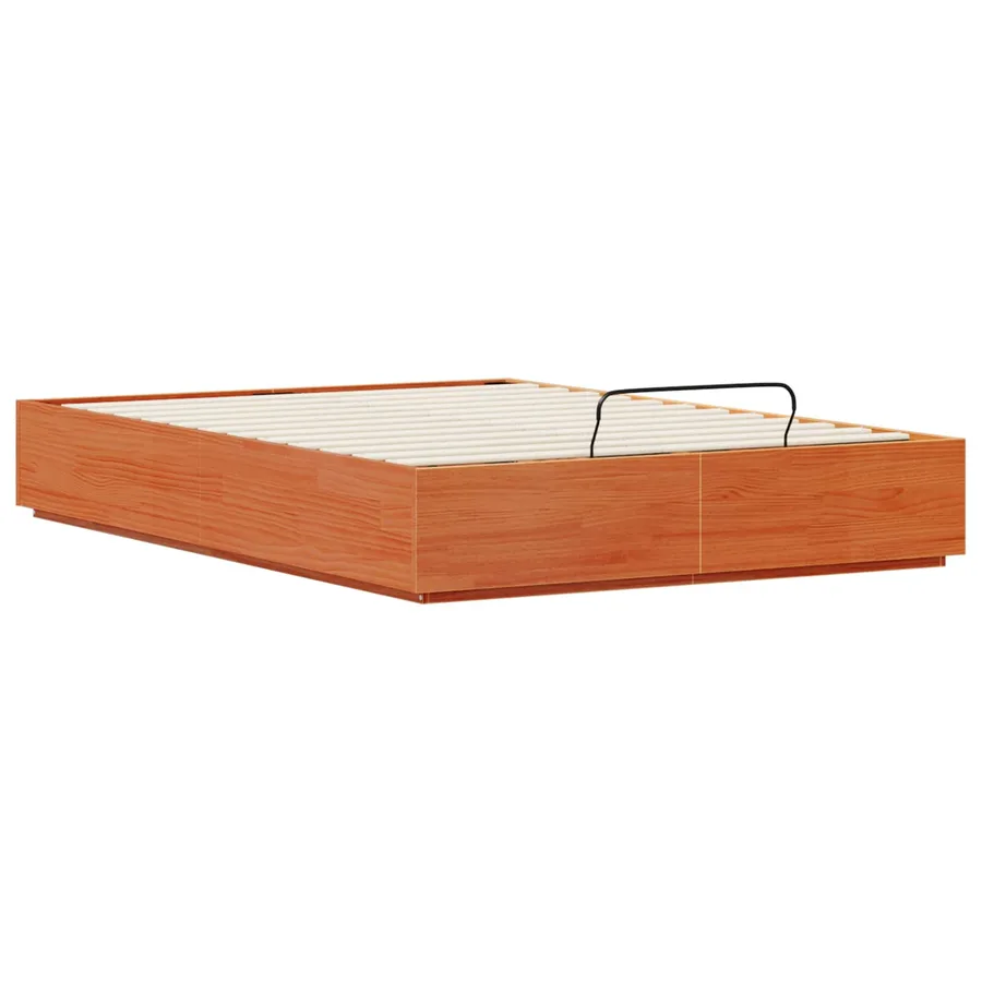Cadre de lit ottoman avec rangement Brun cire 160 x 200 cm - 6