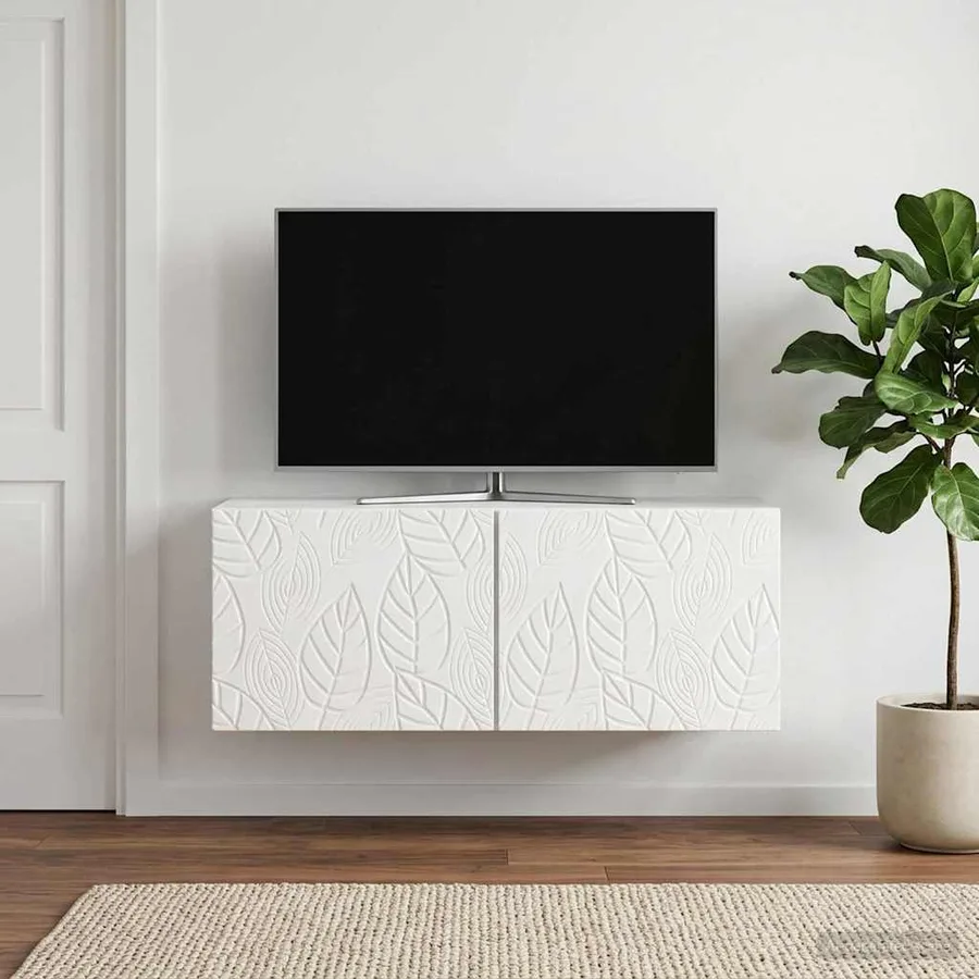 Meuble TV mural 98 x 41 x 30 cm Blanc brillant - 3