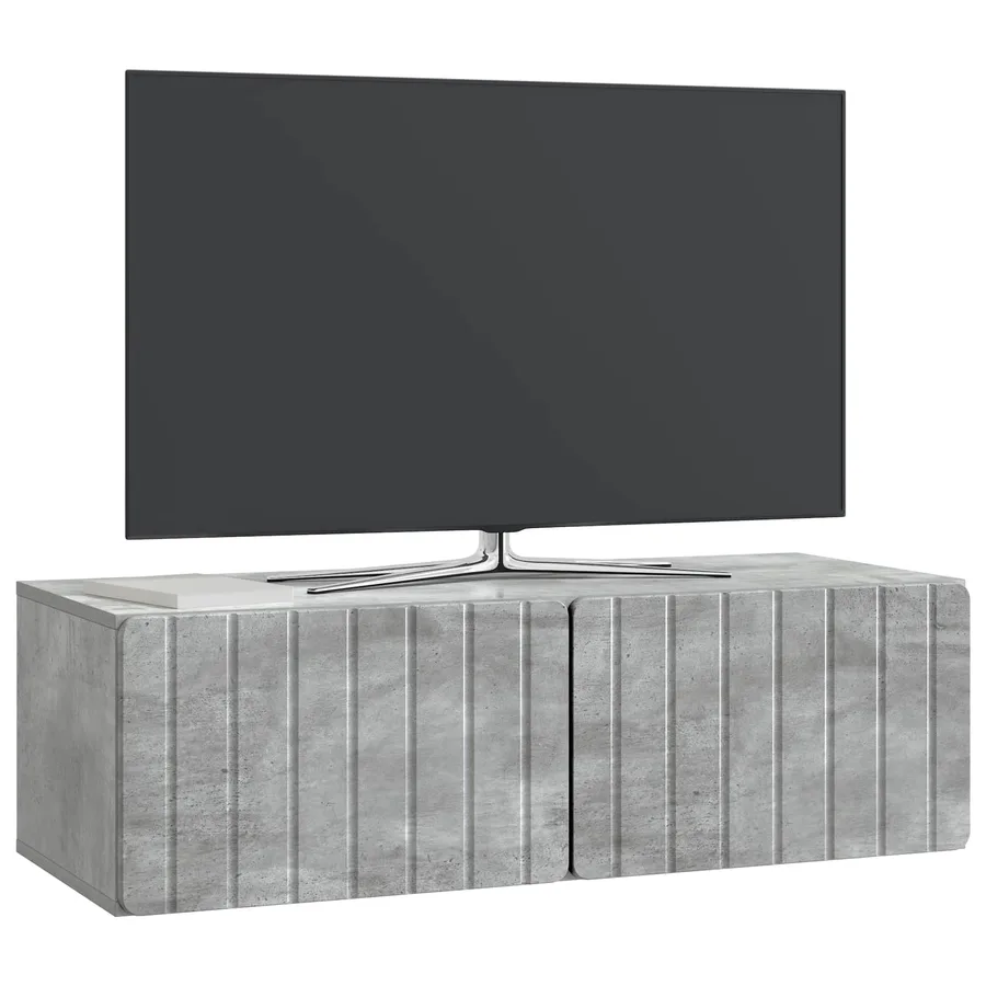Meuble TV mural 98 x 41 x 30 cm Gris béton Bois d'ingénierie - 3