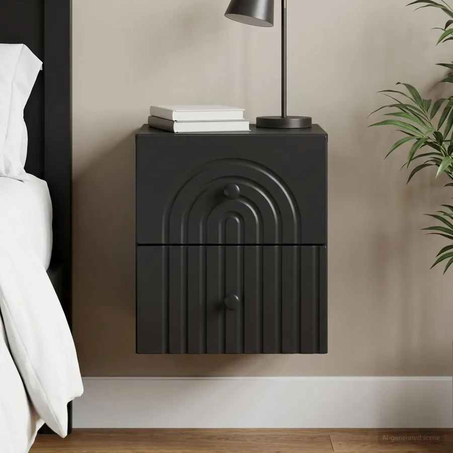 Cabinet de chevet mural avec tiroir Noir 33 x 34,5 x 40 cm