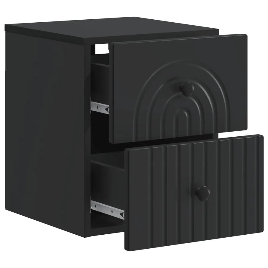 Cabinet de chevet mural avec tiroir Noir 33 x 34,5 x 40 cm - 4