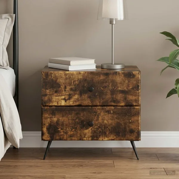 Cabinet de chevet avec tiroir Chêne fumé 62 x 34,5 x 47,5 cm