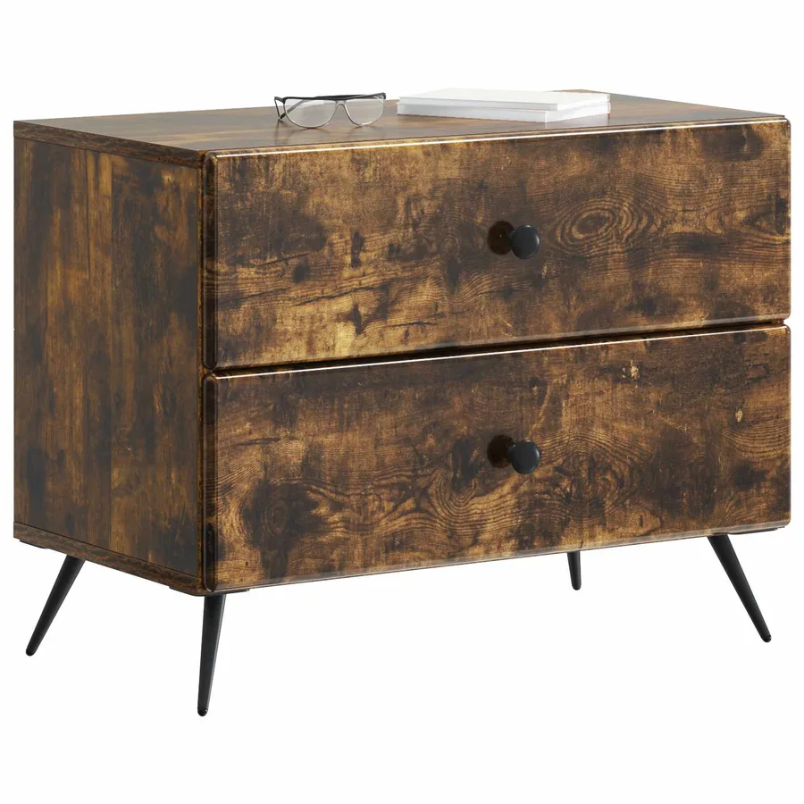 Cabinet de chevet avec tiroir Chêne fumé 62 x 34,5 x 47,5 cm - 3