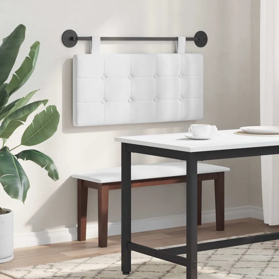 Tête de lit suspendue Blanc Tissu - 4