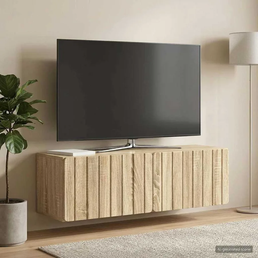 Meuble TV mural 98 x 31 x 30 cm Chêne Sonoma Bois d'ingénierie - 4