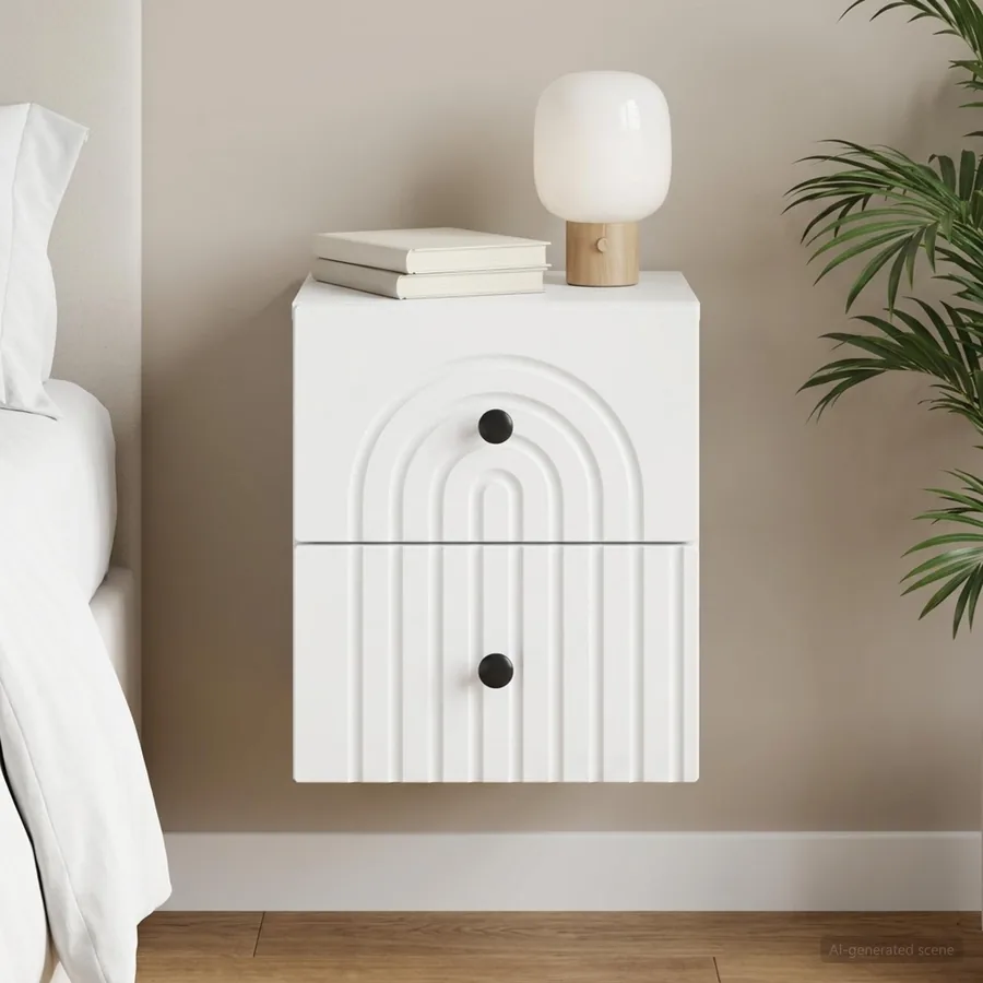 Cabinet de chevet mural avec tiroir Blanc 33 x 34,5 x 40 cm
