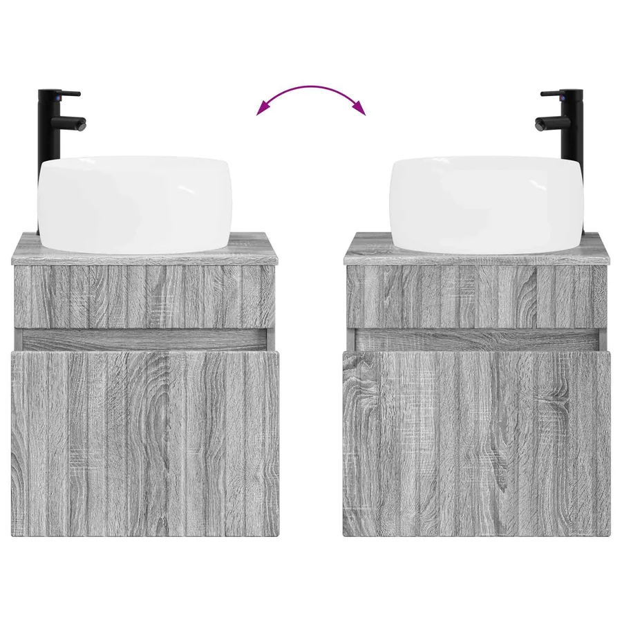 Meuble de lavabo mural Sonoma gris 49 x 44,5 x 66 cm - 7