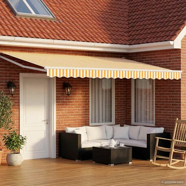 Auvent rétractable Jaune et blanc 4 x 2 m