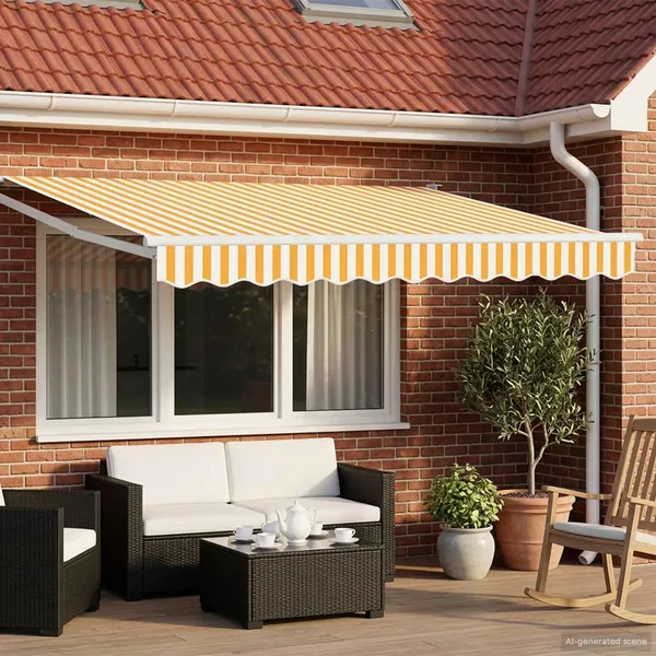 Auvent rétractable Jaune et blanc 3,5 x 2 m