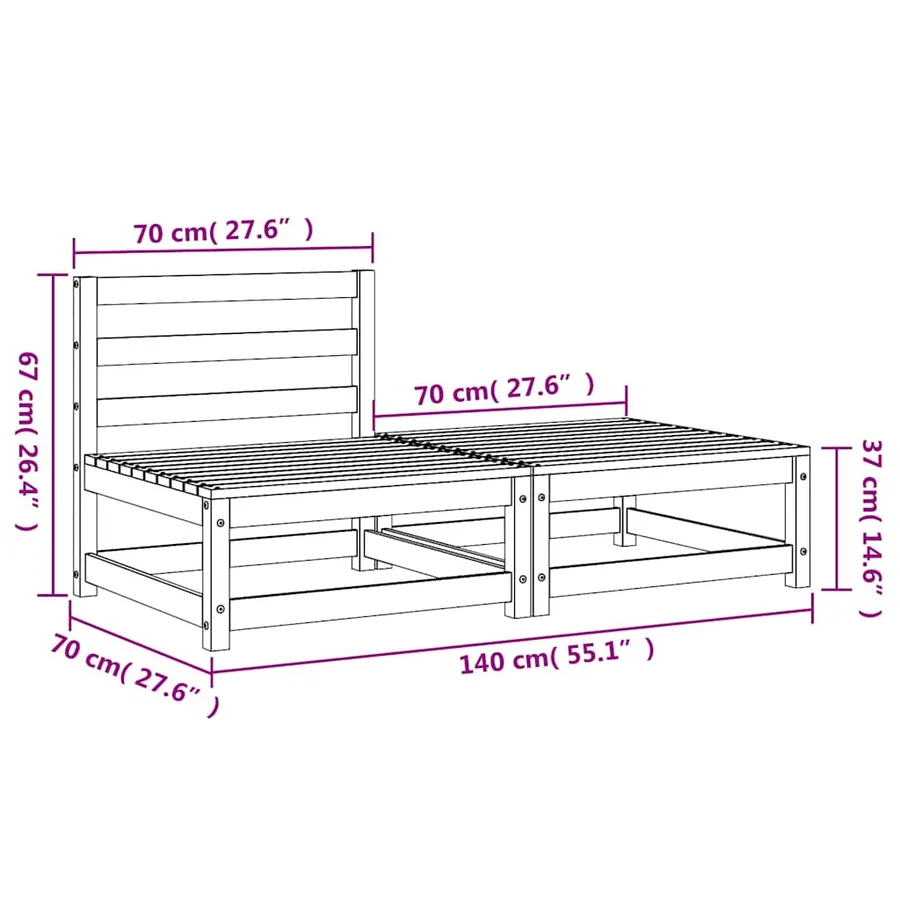 Canapé jardin sans accoudoirs repose-pieds bois massif douglas - 10