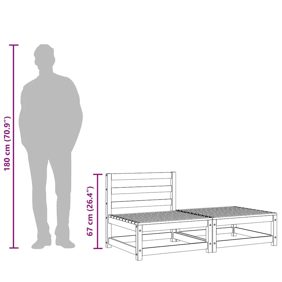 Canapé jardin sans accoudoirs repose-pieds bois massif douglas - 11