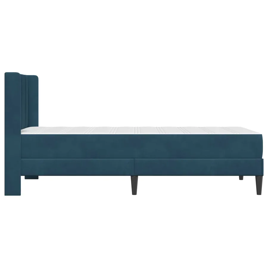 Cadre de lit avec matelas Bleu 90 x 190 cm Velours - 7