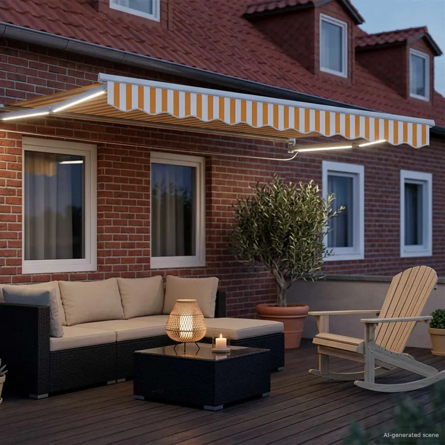 Store rétractable manuel avec LEDs Jaune et blanc 3,5 x 2 m - 3