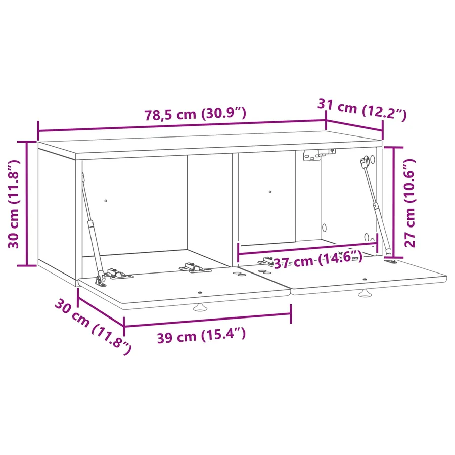 Meuble TV mural 78,5 x 31 x 30 cm Chêne Sonoma - 11