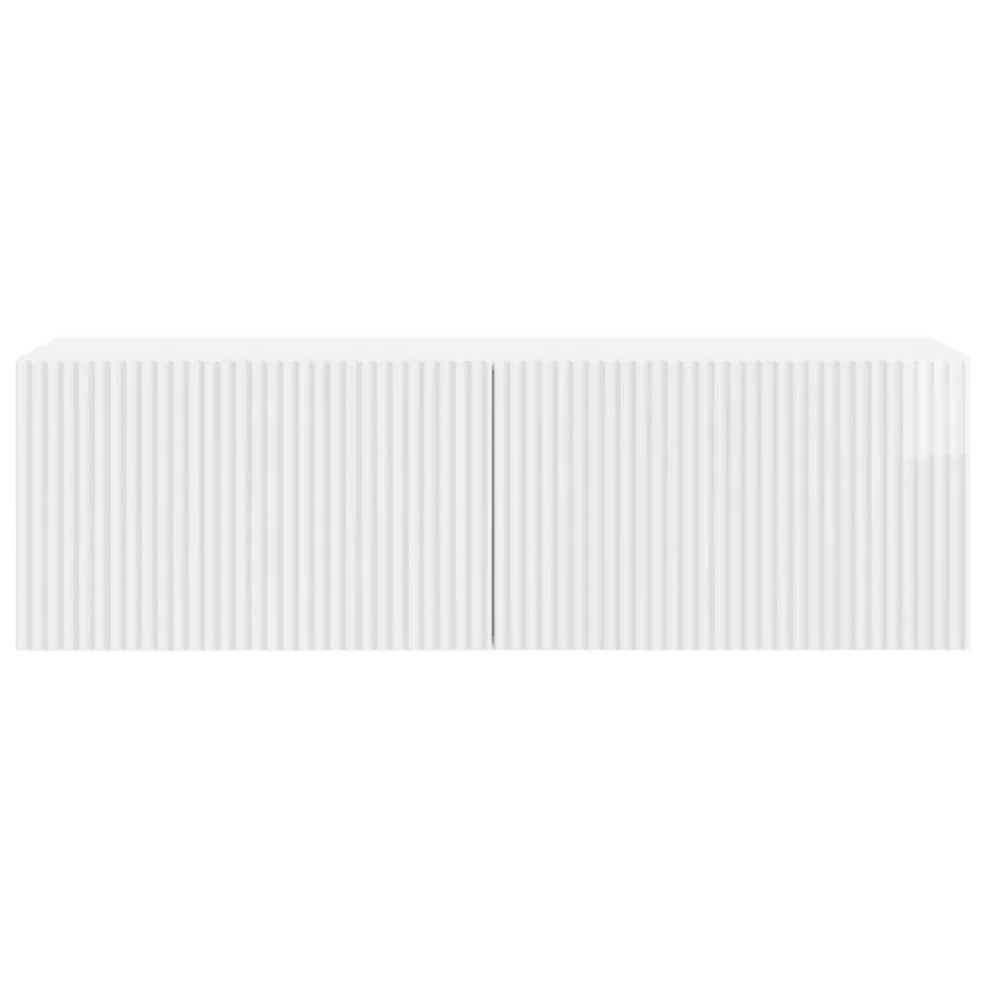 Meuble TV mural Montage mural Blanc brillant 98 x 31 x 30 cm - 6
