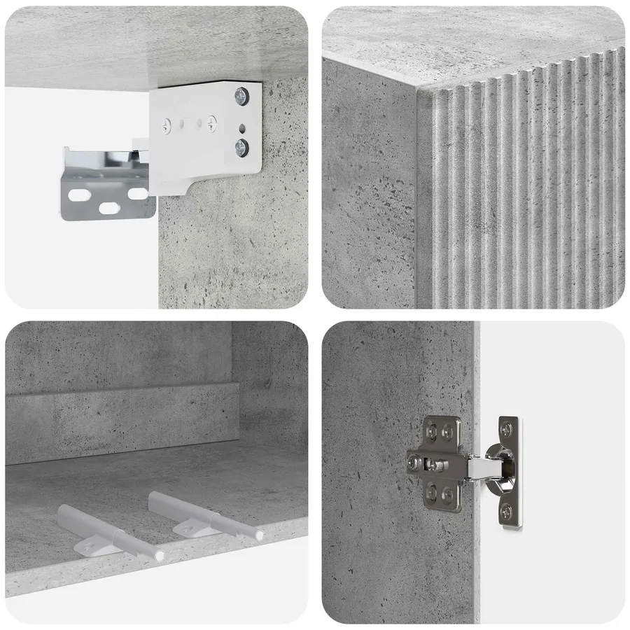 Armoire Murale Gris béton 59 x 31 x 60 cm Bois d'ingénierie - 7