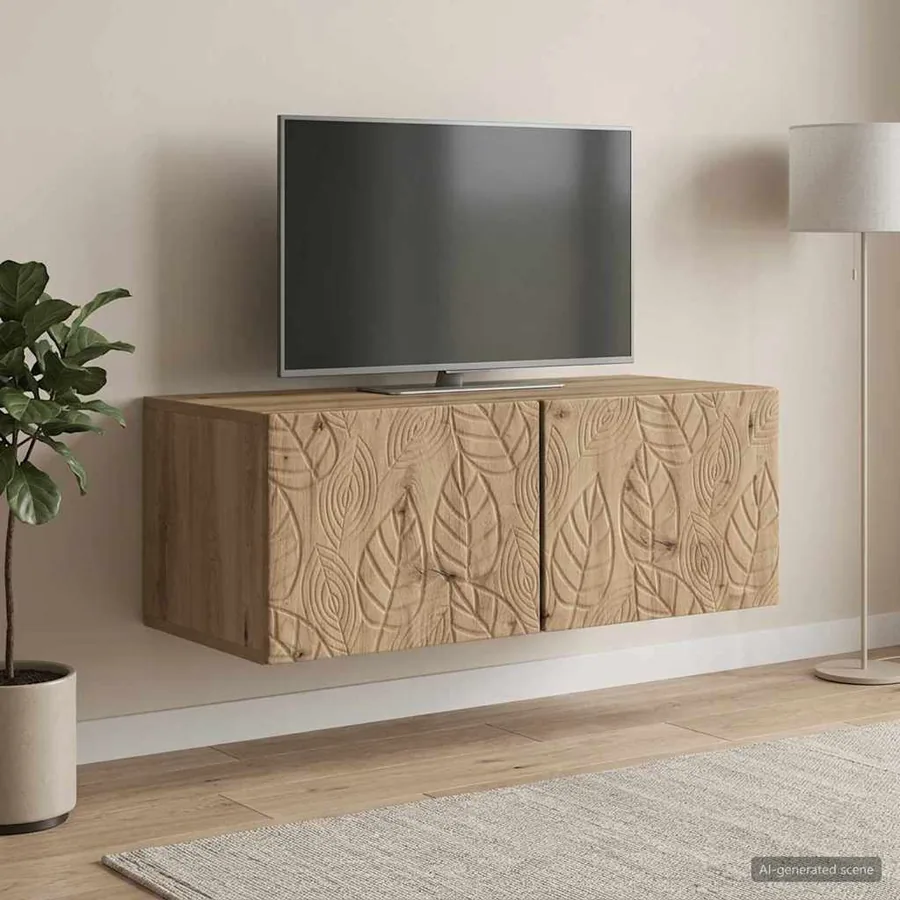 Meuble TV mural 98 x 41 x 30 cm Chêne artisanal