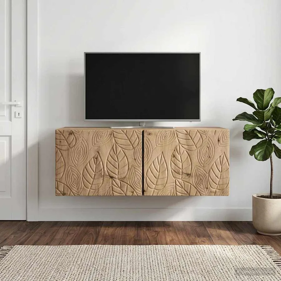 Meuble TV mural 98 x 41 x 30 cm Chêne artisanal - 3