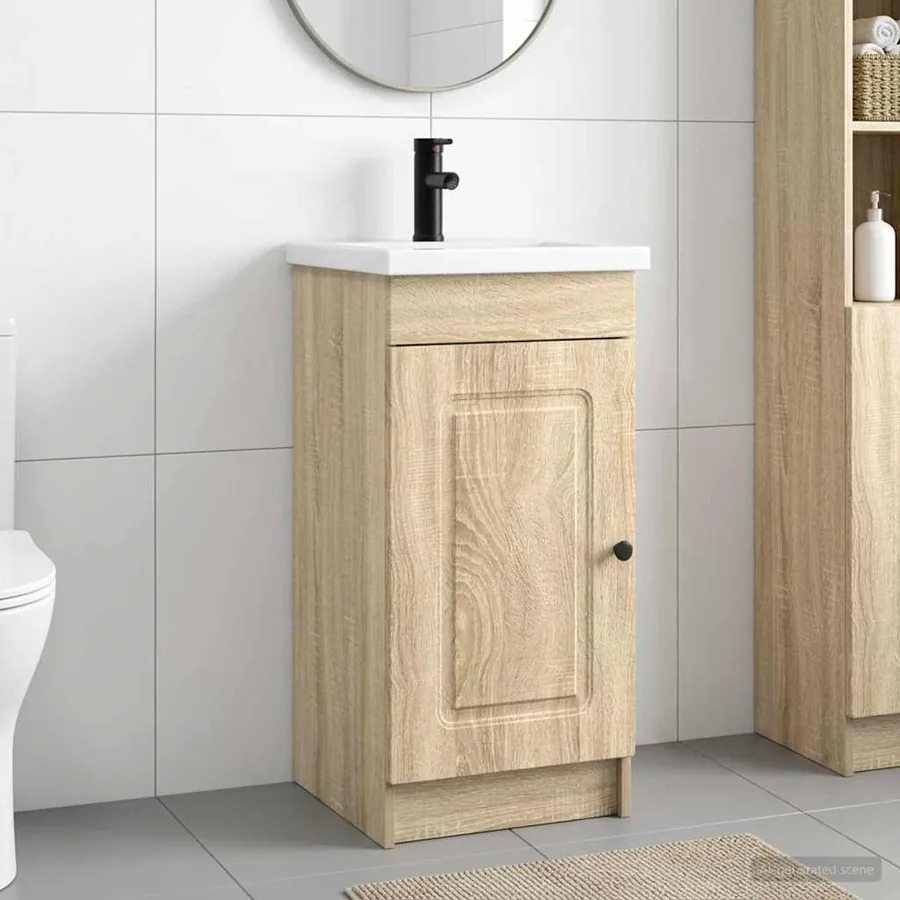 Meuble de salle de bain avec évier Chêne Sonoma