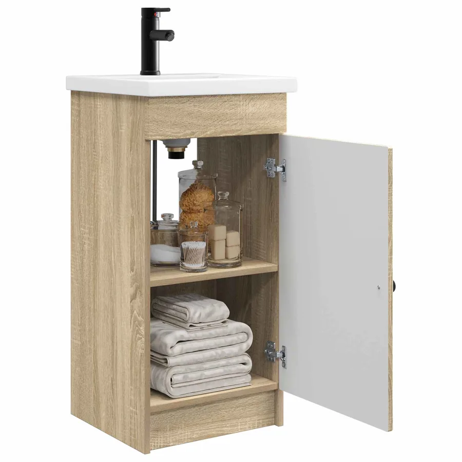 Meuble de salle de bain avec évier Chêne Sonoma - 3