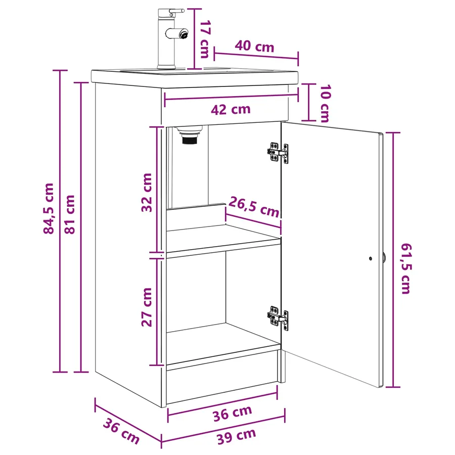 Meuble de salle de bain avec évier Chêne Sonoma - 8