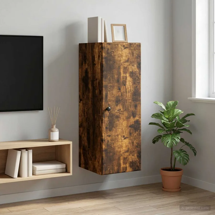 Armoire Murale Chêne fumé 33 x 34,5 x 90 cm Bois d'ingénierie
