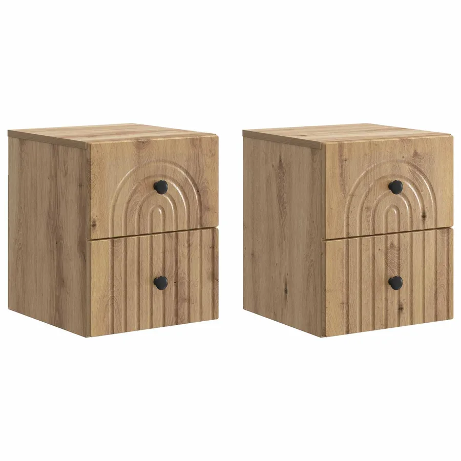 Cabinet de chevet mural 2 pc Chêne artisanal 33 x 34,5 x 40 cm - 2