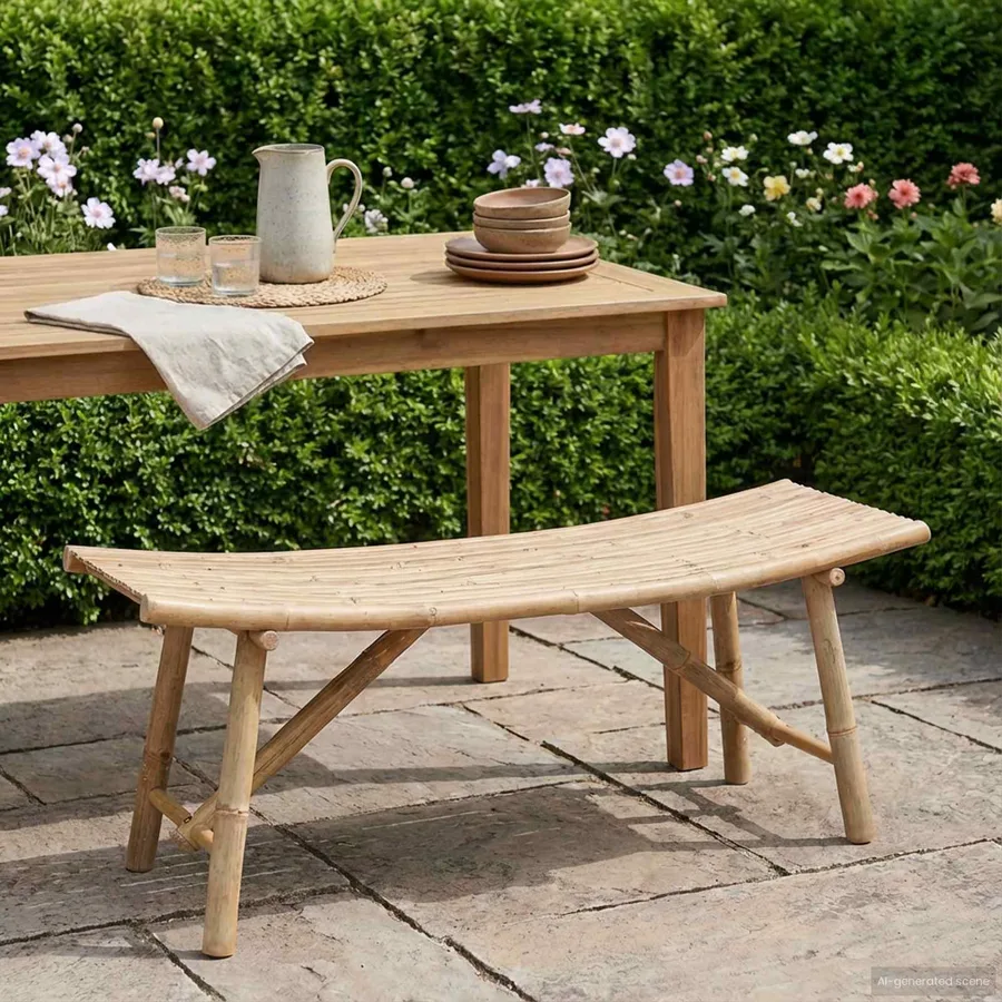 Banc de jardin Naturel 110 x 45 x 50 cm Bambou - 3