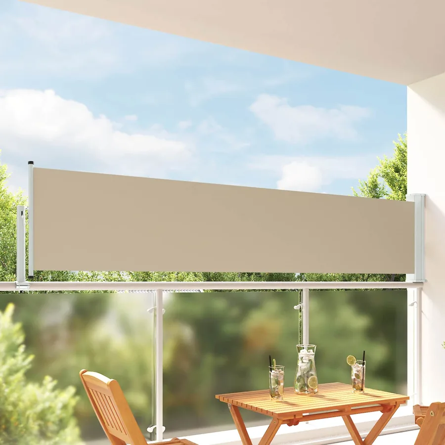 Auvent latéral 100 x 300 cm 100% polyester fer acier