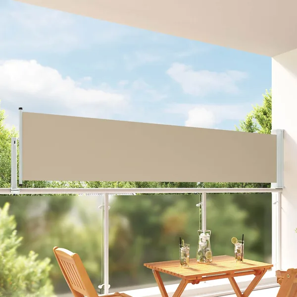 Auvent latéral 100 x 300 cm 100% polyester fer acier
