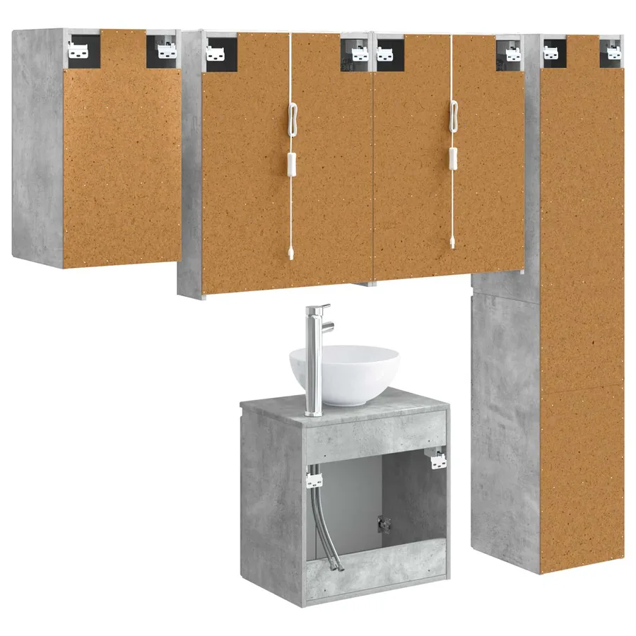 Ensemble d'armoire de salle de bain 5 pcs Gris béton - 9