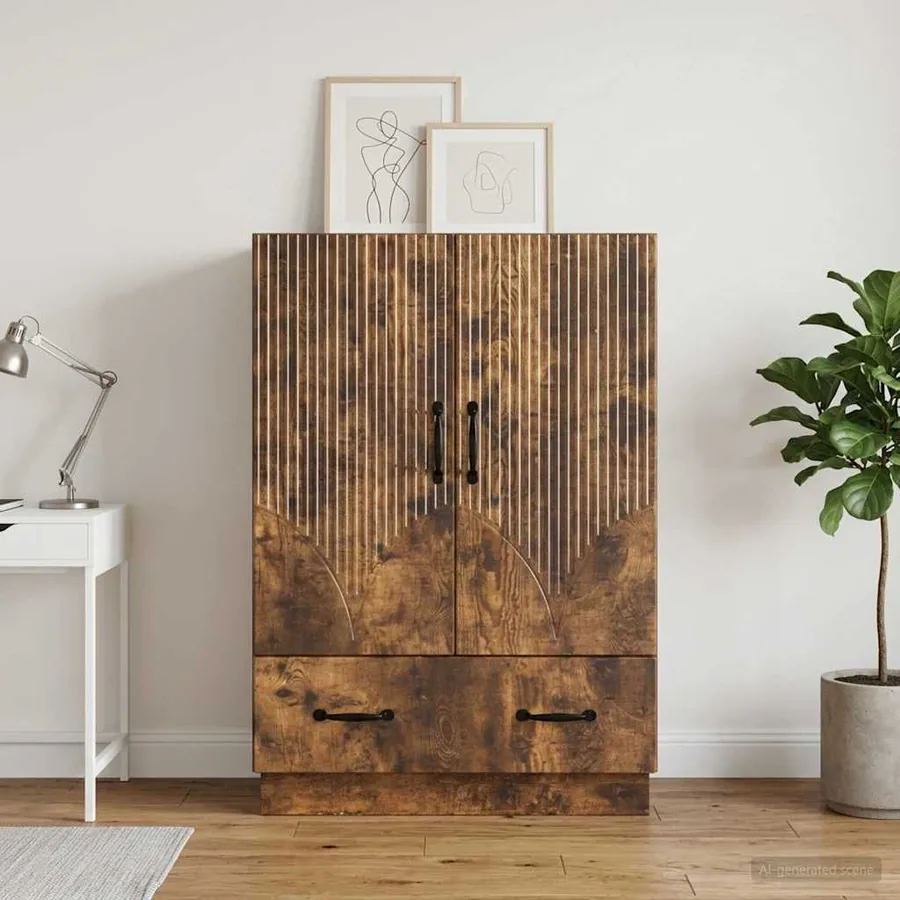 Buffet Chêne fumé 66 x 34,5 x 92 cm Bois d'ingénierie