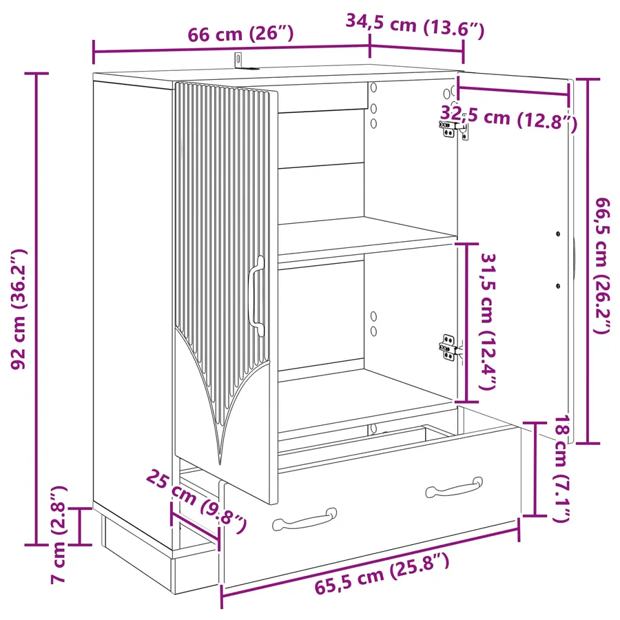 Buffet Chêne fumé 66 x 34,5 x 92 cm Bois d'ingénierie - 9