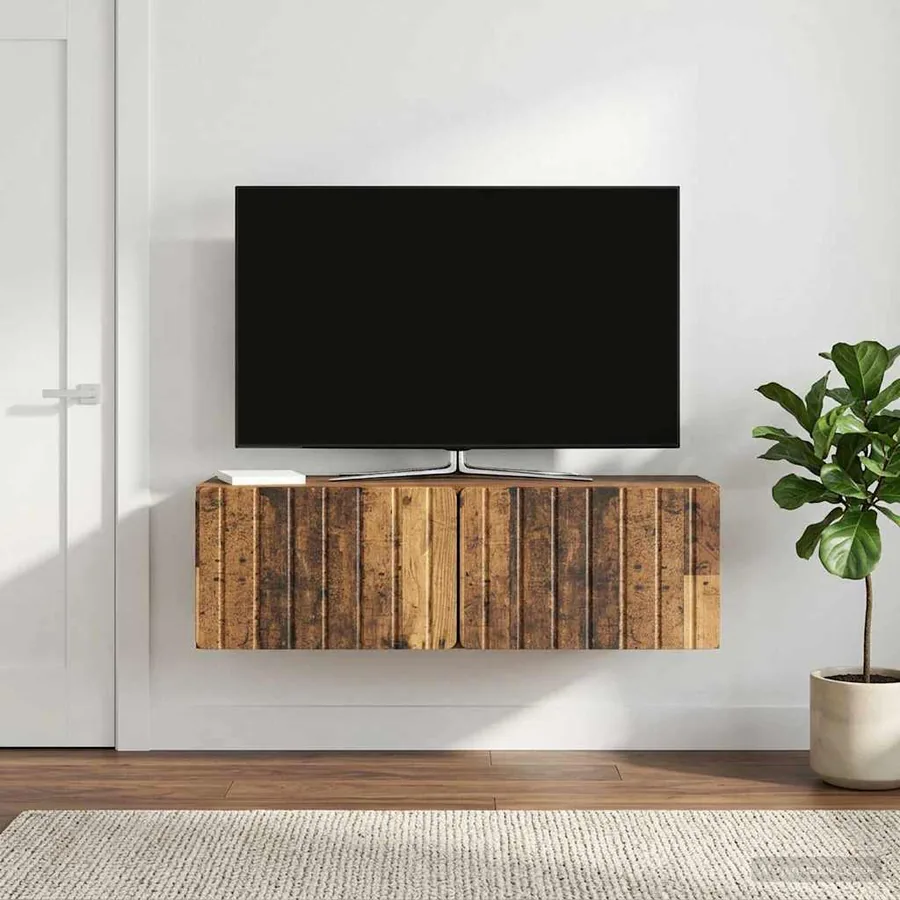 Meuble TV mural 98 x 31 x 30 cm Bois ancien Bois d'ingénierie
