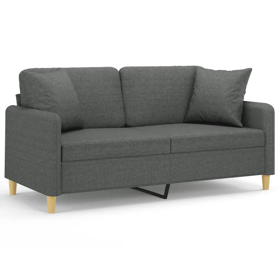 Canapé 2 places avec oreillers gris foncé 140 cm tissu - 2