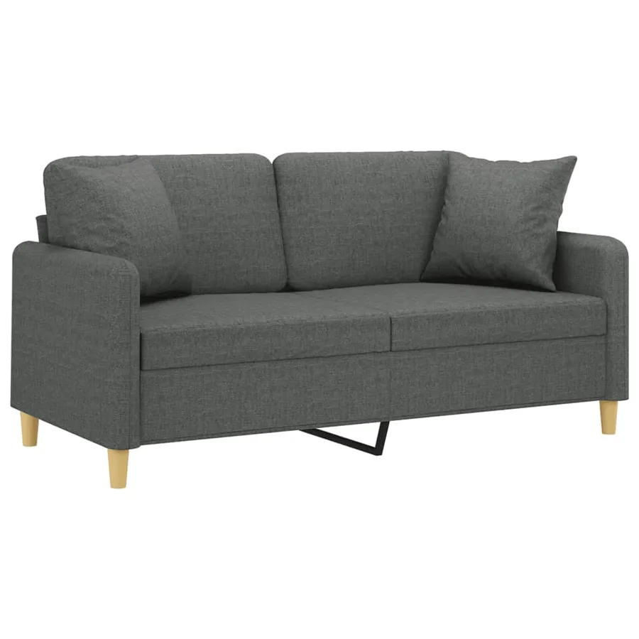 Canapé 2 places avec oreillers gris foncé 140 cm tissu - 3