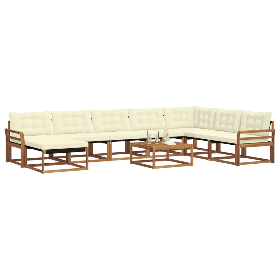 Ensemble de canapés d'extérieur 9 pcs Naturel et Crème - 3