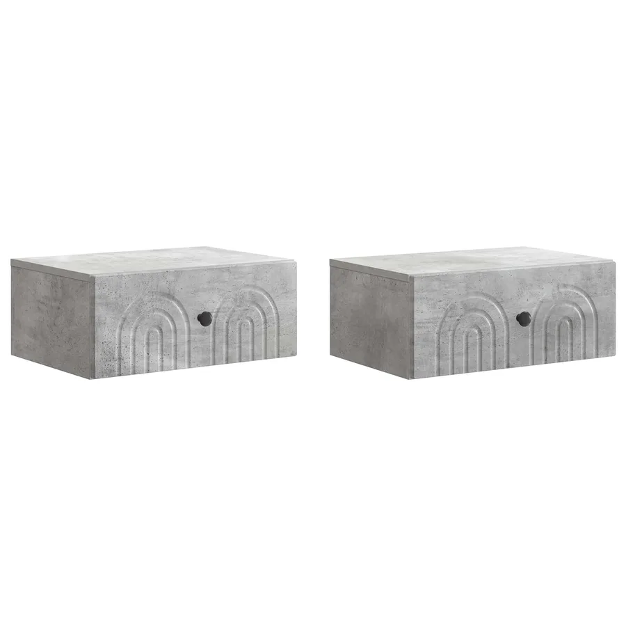 Cabinet de chevet mural 2 pcs Gris béton 49 x 34,5 x 20 cm - 2