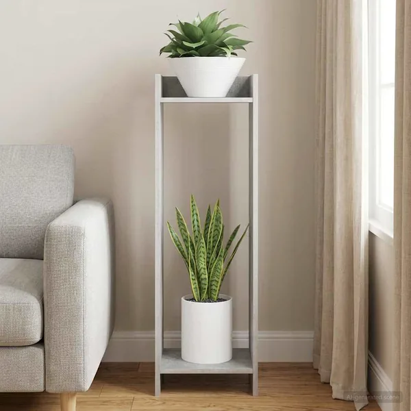 Support de Plante Gris Béton 30 x 30 x 100 cm Bois d’ingénierie