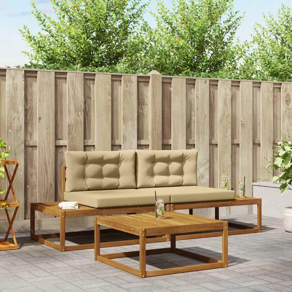 Ensemble de canapés d'extérieur avec coussin Naturel et Beige