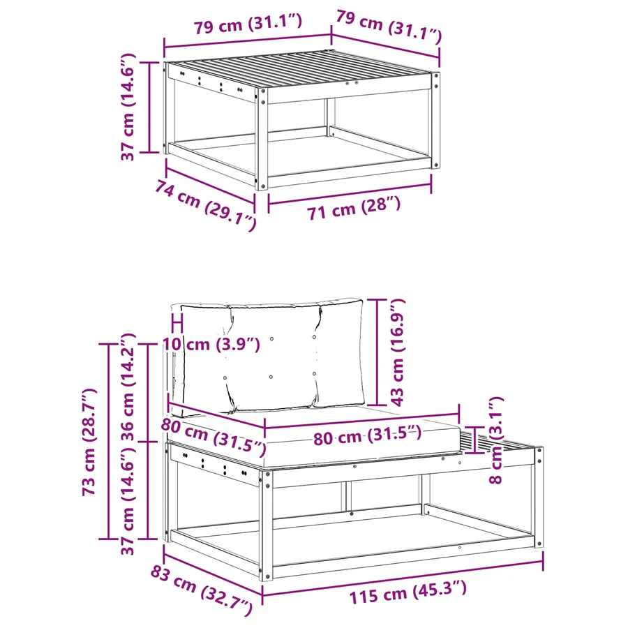 Ensemble de canapés d'extérieur avec coussin Naturel et Beige - 12