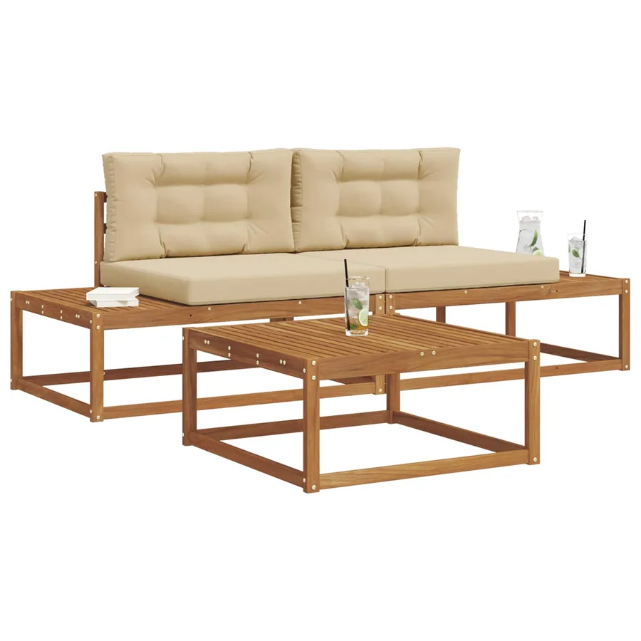 Ensemble de canapés d'extérieur avec coussin Naturel et Beige - 3