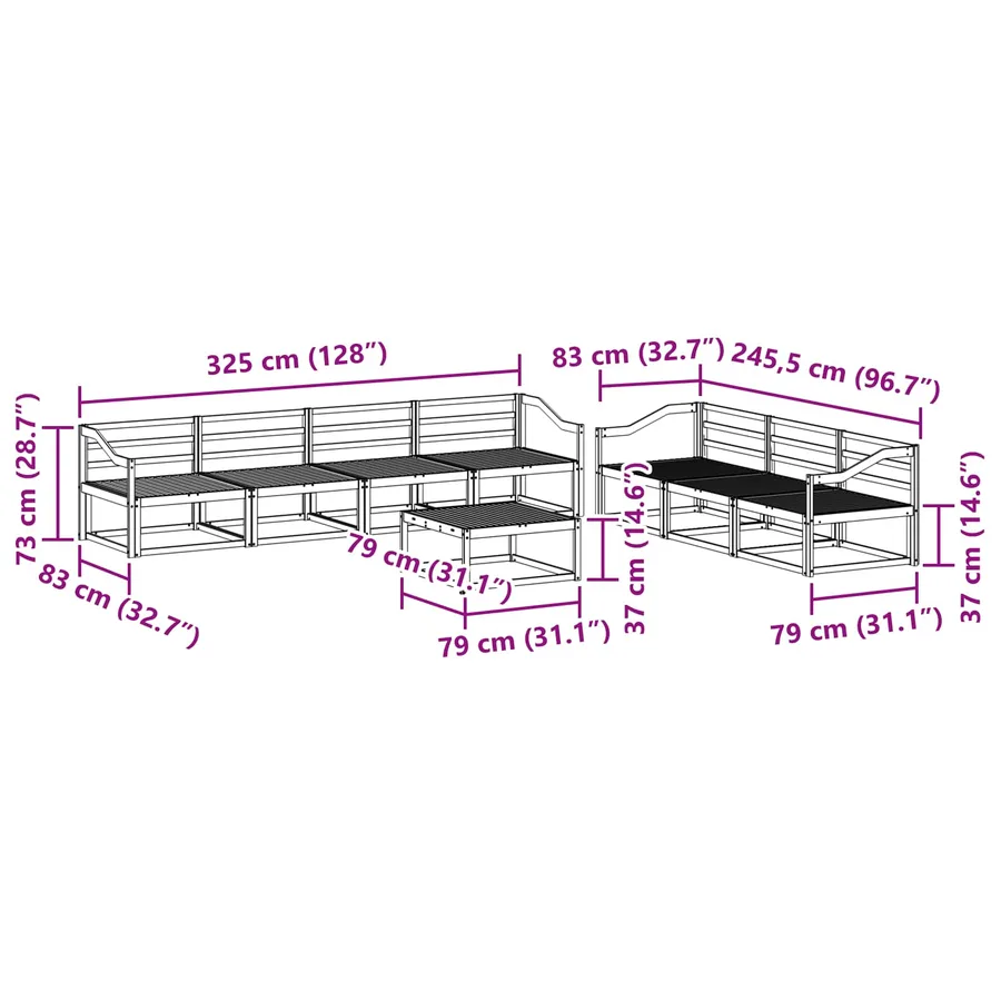 Ensemble de canapés d'extérieur 8 pcs Naturel - 10