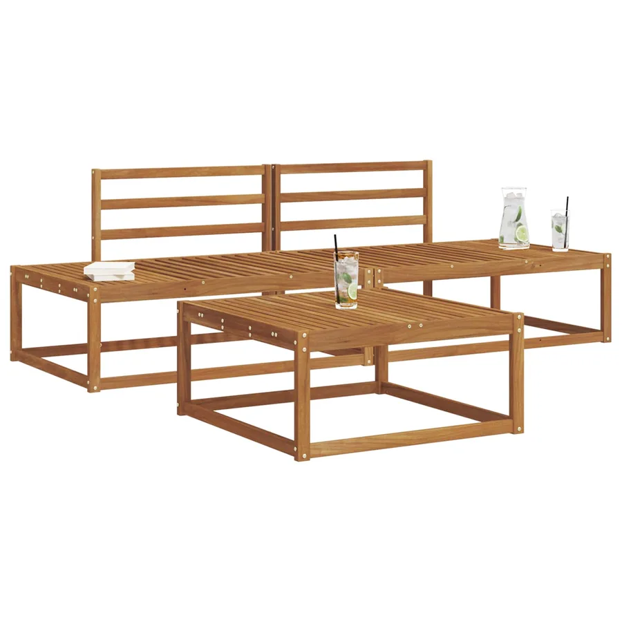 Ensemble de canapés d'extérieur Naturel Bois d'Acacia Massif - 3