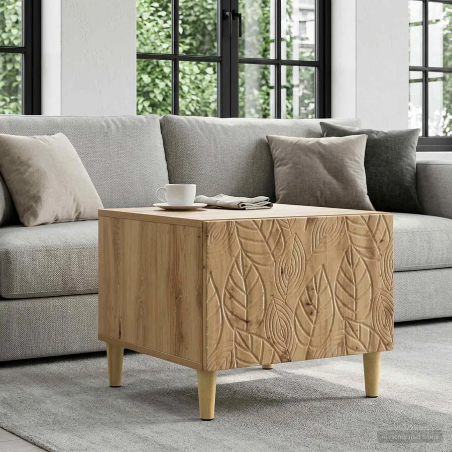 Table basse Chêne artisanal 50 x 49 x 40 cm Bois d'ingénierie