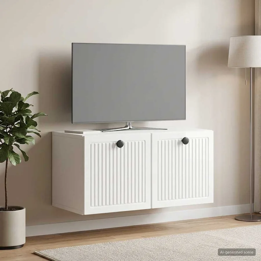 Meuble TV mural Montage mural Blanc brillant 59,5 x 31 x 30 cm