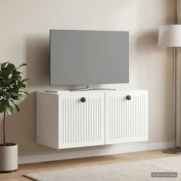 Meuble TV mural Montage mural Blanc brillant 59,5 x 31 x 30 cm