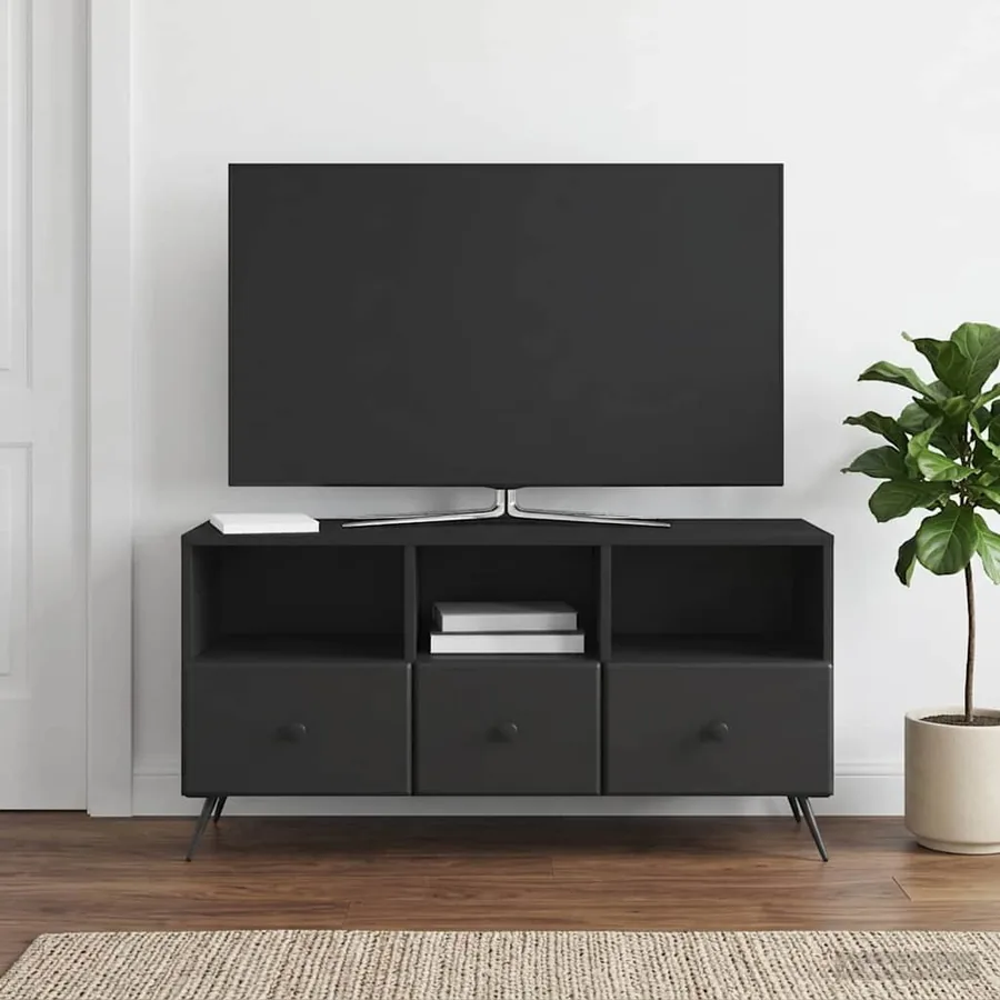 Meuble TV avec tiroir Noir 102 x 34,5 x 50 cm Bois d'ingénierie
