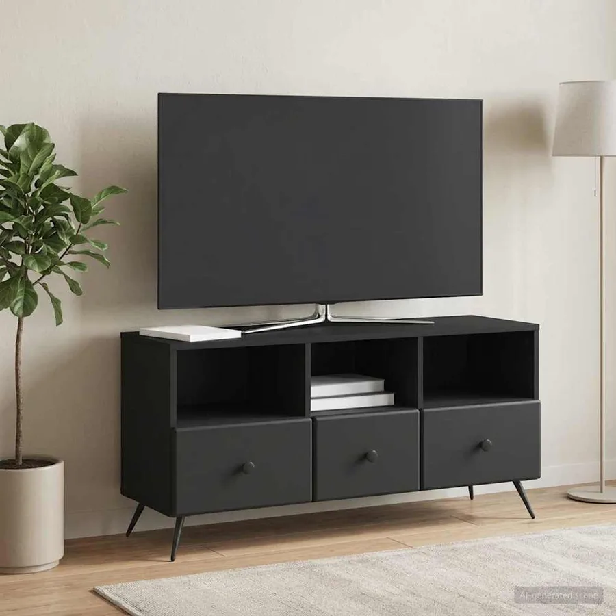 Meuble TV avec tiroir Noir 102 x 34,5 x 50 cm Bois d'ingénierie - 4